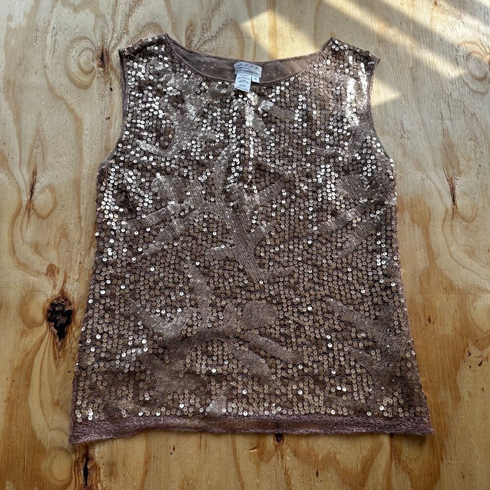 Max Studio Bronze Sequin Mesh Tank Top - Size M
